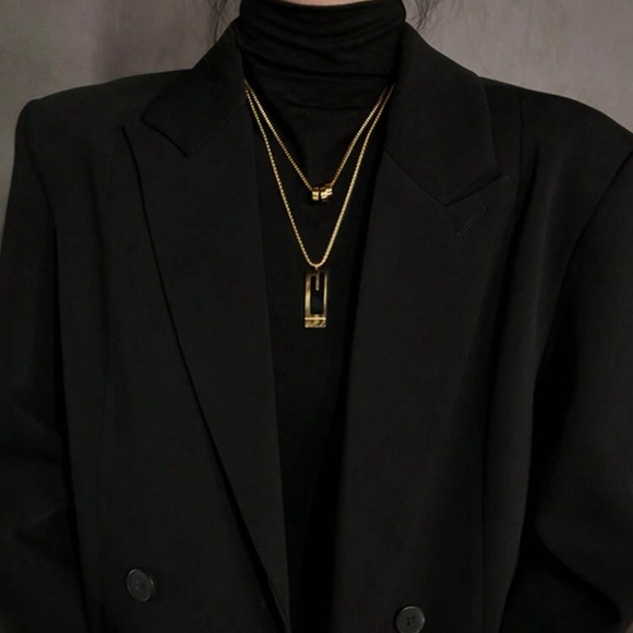 1pc Double-layer Stainless Steel High-end Necklace - Picture 4 of 6